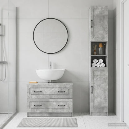 vidaXL 2 Piece Bathroom Cabinet Set UTRECHT Concrete Grey