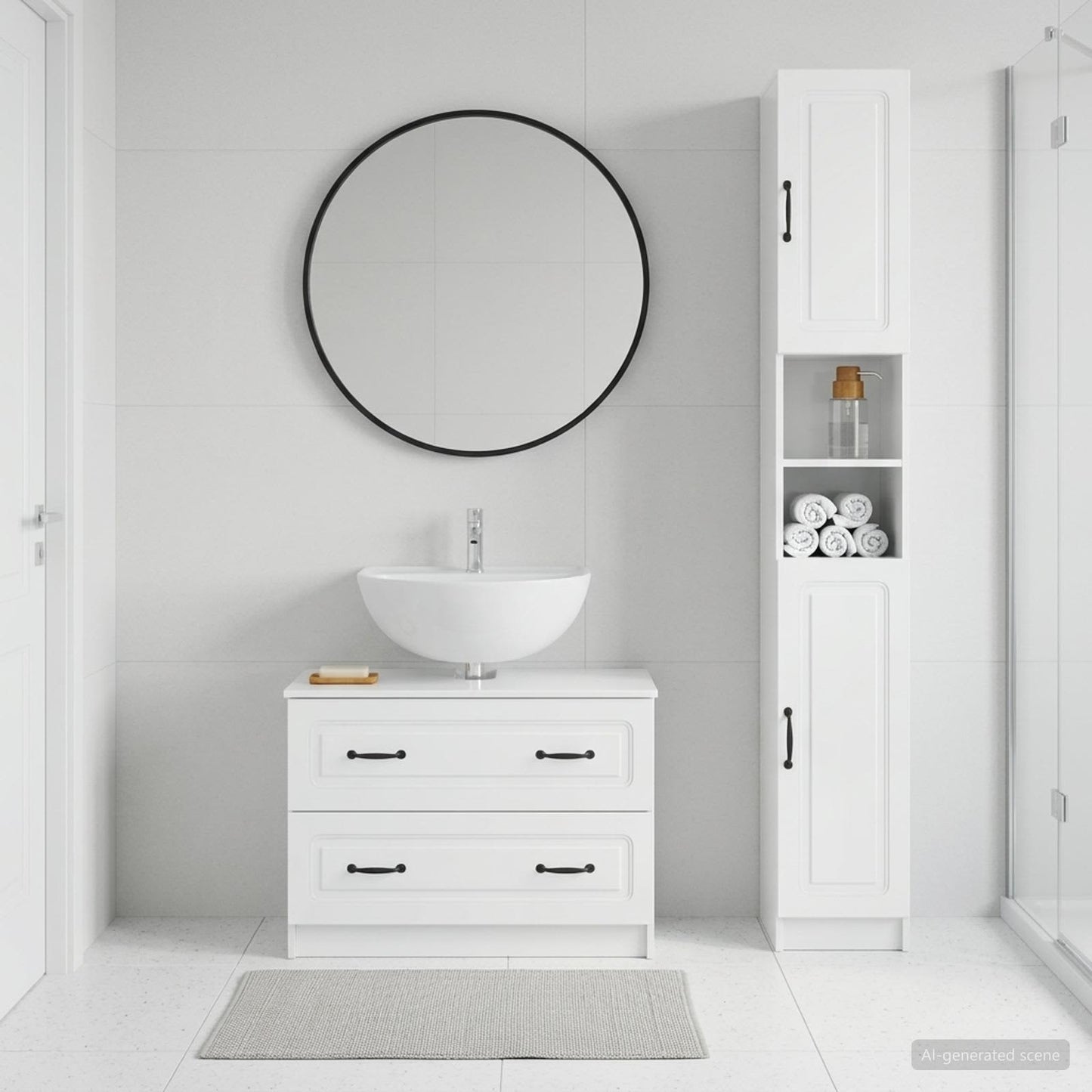 vidaXL 2 Piece Bathroom Cabinet Set UTRECHT High Gloss White