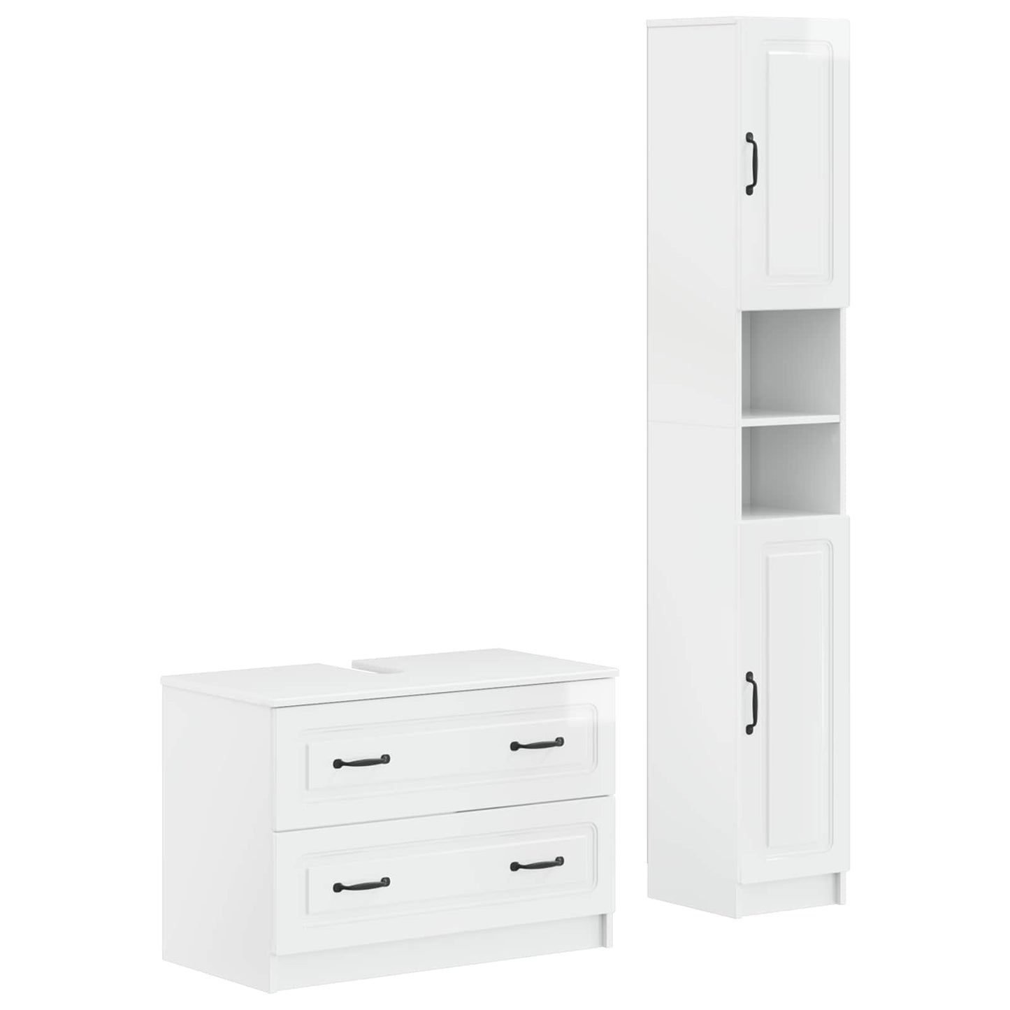 vidaXL 2 Piece Bathroom Cabinet Set UTRECHT High Gloss White