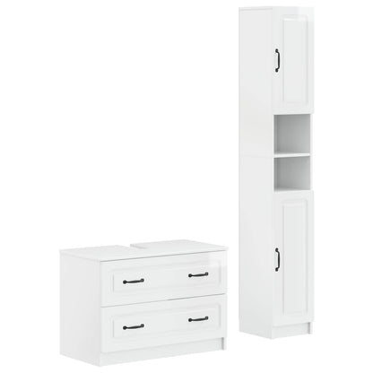 vidaXL 2 Piece Bathroom Cabinet Set UTRECHT High Gloss White