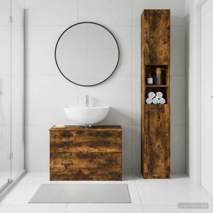 vidaXL 2 Piece Bathroom Cabinet Set UTRECHT Smoked Oak Engineered Wood