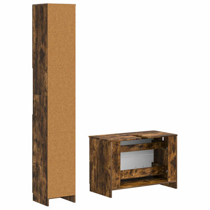 vidaXL 2 Piece Bathroom Cabinet Set UTRECHT Smoked Oak Engineered Wood
