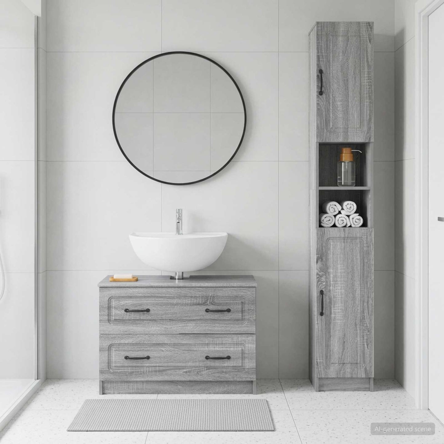 vidaXL 2 Piece Bathroom Cabinet Set UTRECHT Grey Sonoma