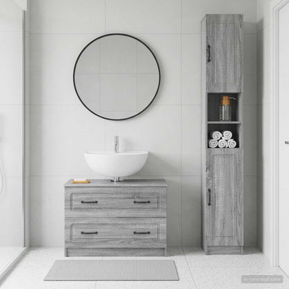 vidaXL 2 Piece Bathroom Cabinet Set UTRECHT Grey Sonoma