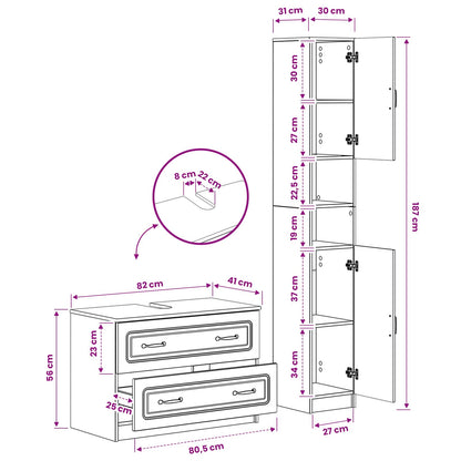 vidaXL 2 Piece Bathroom Cabinet Set UTRECHT Grey Sonoma