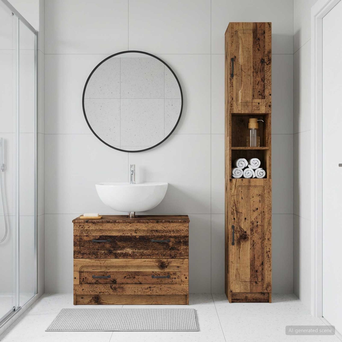 vidaXL 2 Piece Bathroom Cabinet Set UTRECHT Old Wood Engineered Wood