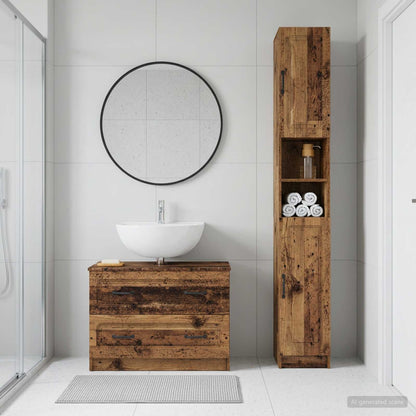 vidaXL 2 Piece Bathroom Cabinet Set UTRECHT Old Wood Engineered Wood