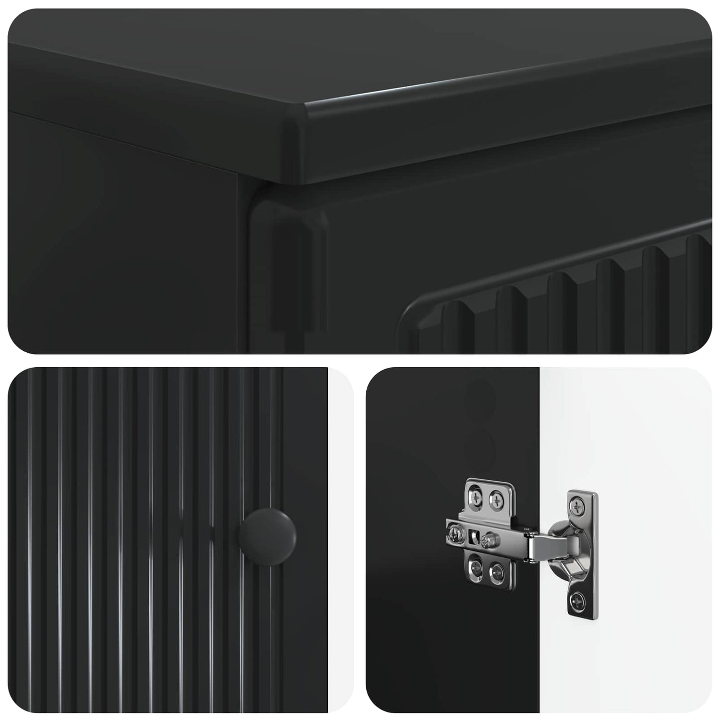 vidaXL 2 Piece Bathroom Cabinet Set EDE Black Engineered Wood