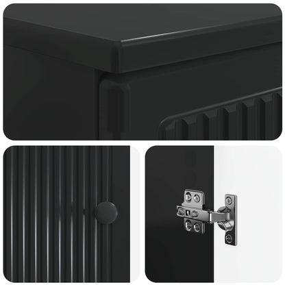 vidaXL 2 Piece Bathroom Cabinet Set EDE Black Engineered Wood