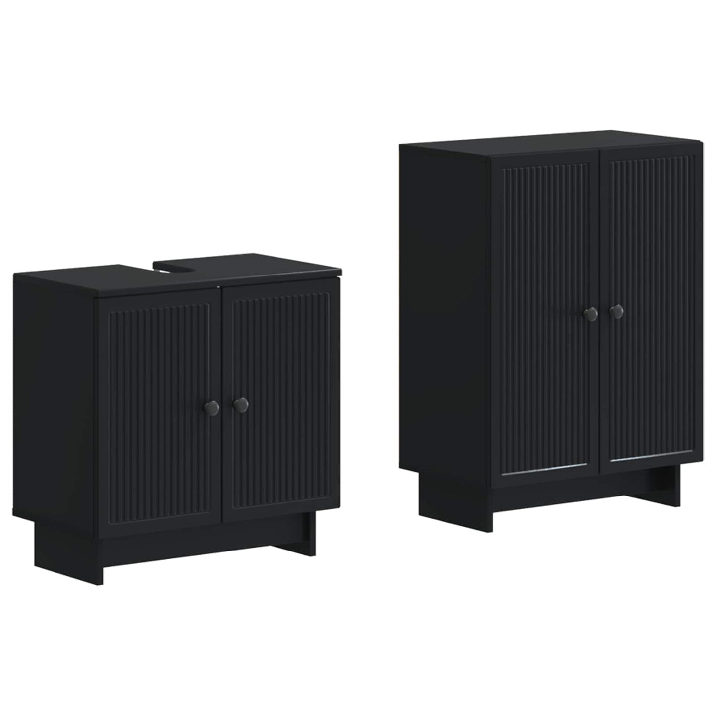 vidaXL 2 Piece Bathroom Cabinet Set EDE Black Engineered Wood