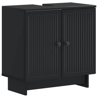 vidaXL 2 Piece Bathroom Cabinet Set EDE Black Engineered Wood