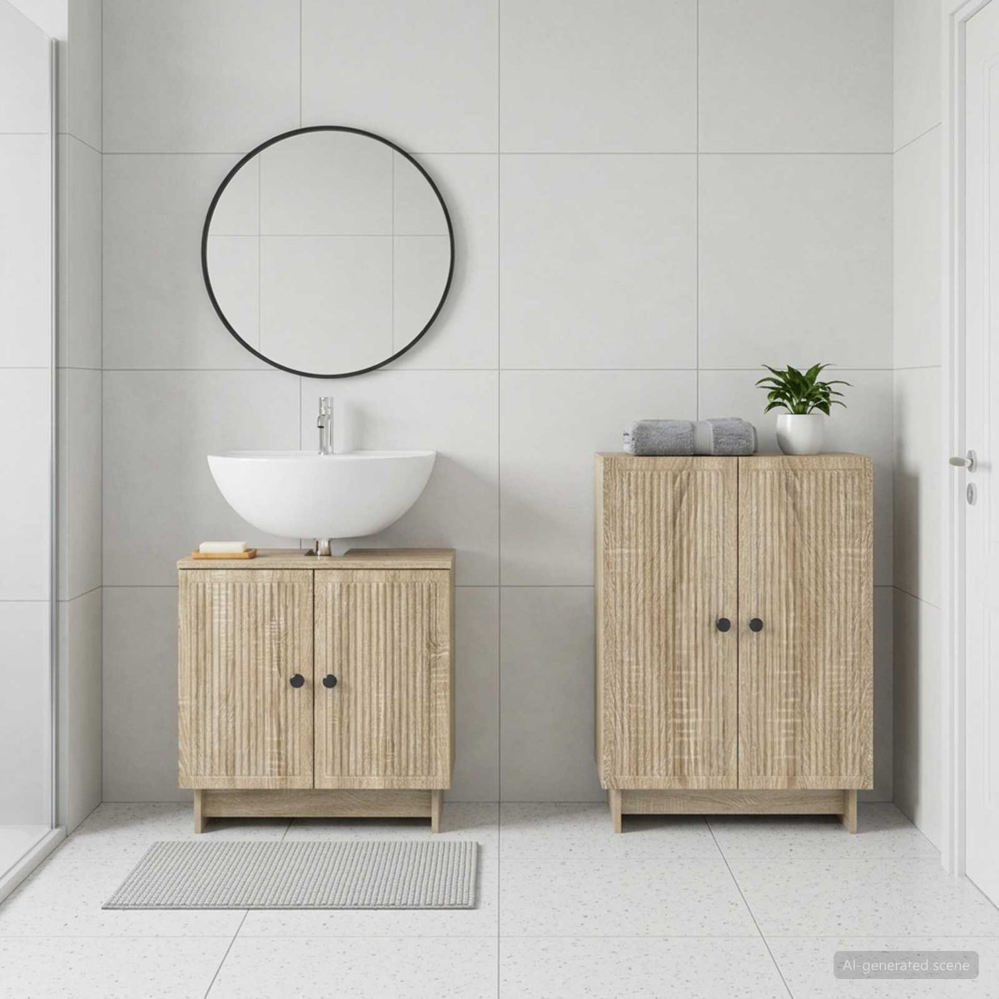 vidaXL 2 Piece Bathroom Cabinet Set EDE Sonoma Oak Engineered Wood