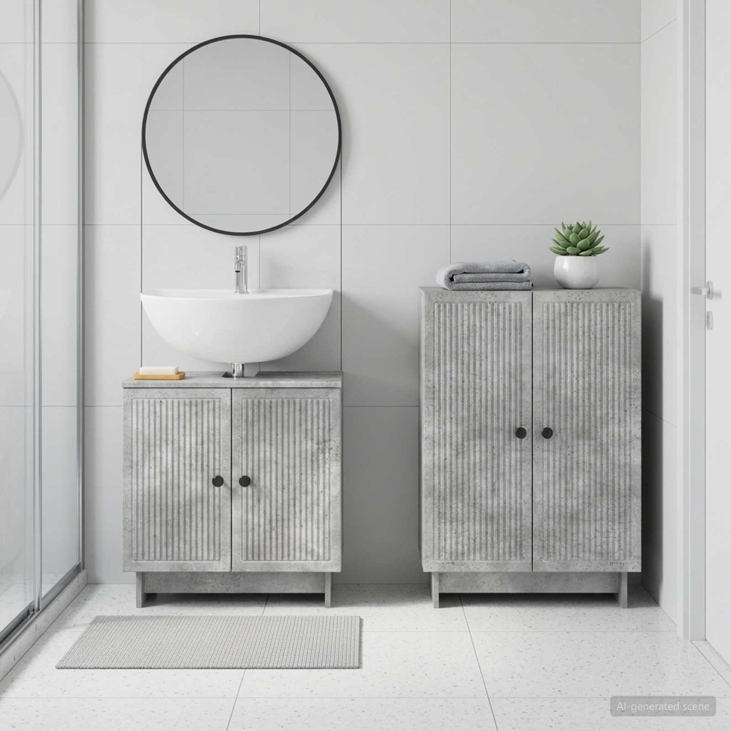 vidaXL 2 Piece Bathroom Cabinet Set EDE Concrete Grey Engineered Wood