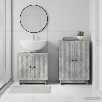 vidaXL 2 Piece Bathroom Cabinet Set EDE Concrete Grey Engineered Wood
