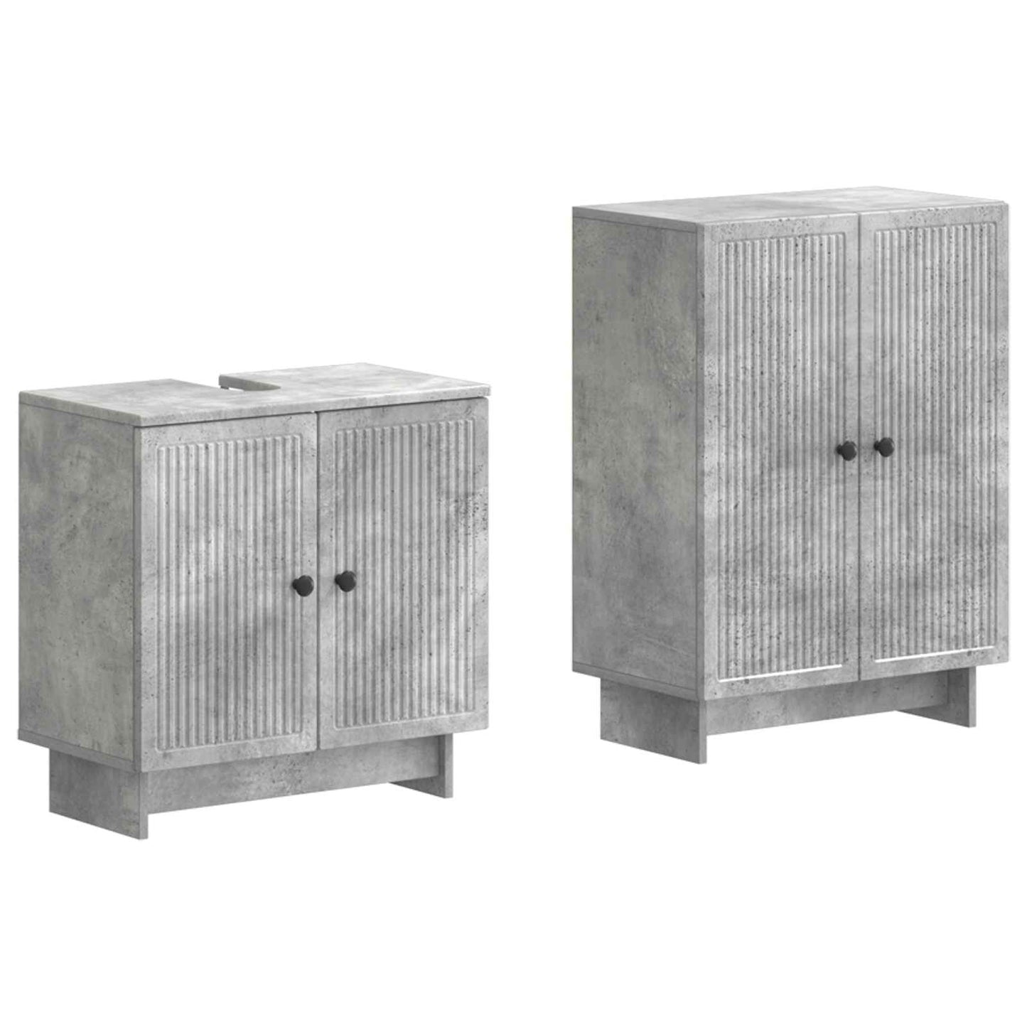 vidaXL 2 Piece Bathroom Cabinet Set EDE Concrete Grey Engineered Wood