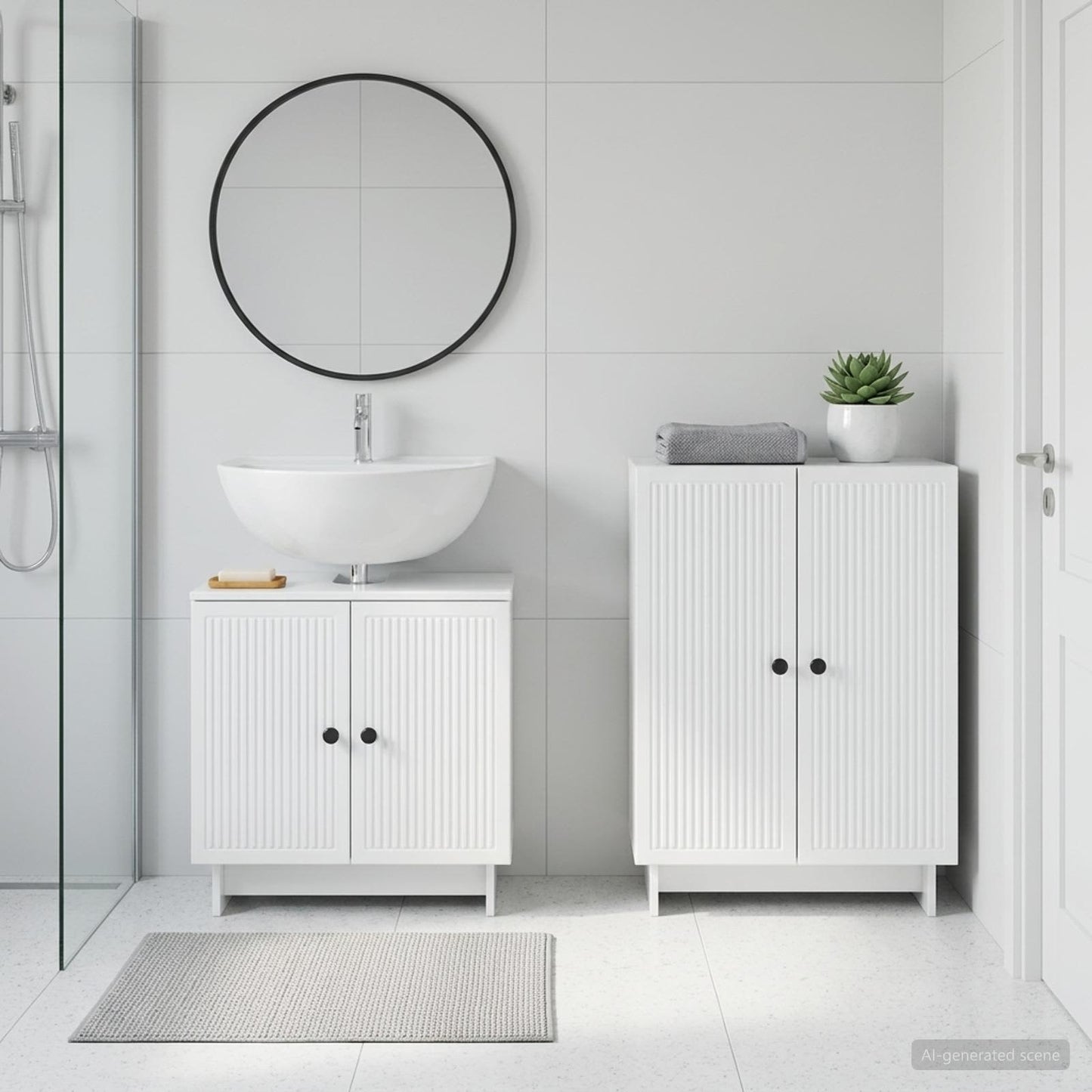 vidaXL 2 Piece Bathroom Cabinet Set EDE High Gloss White