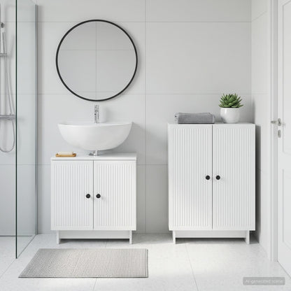 vidaXL 2 Piece Bathroom Cabinet Set EDE High Gloss White