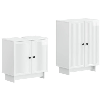 vidaXL 2 Piece Bathroom Cabinet Set EDE High Gloss White