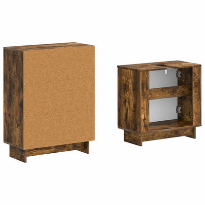 vidaXL 2 Piece Bathroom Cabinet Set EDE Smoked Oak Engineered Wood