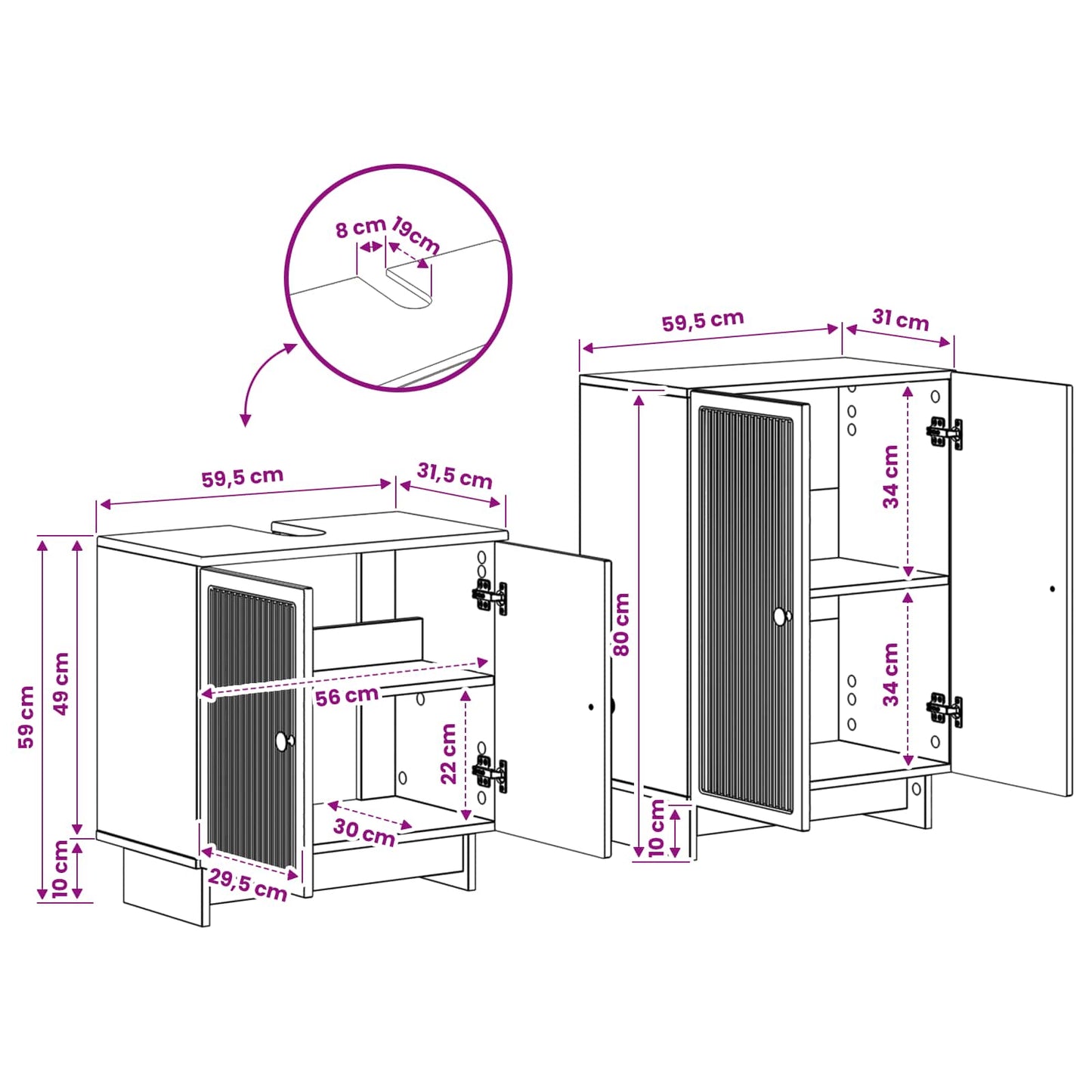 vidaXL 2 Piece Bathroom Cabinet Set EDE Smoked Oak Engineered Wood