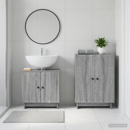 vidaXL 2 Piece Bathroom Cabinet Set EDE Grey Sonoma Engineered Wood