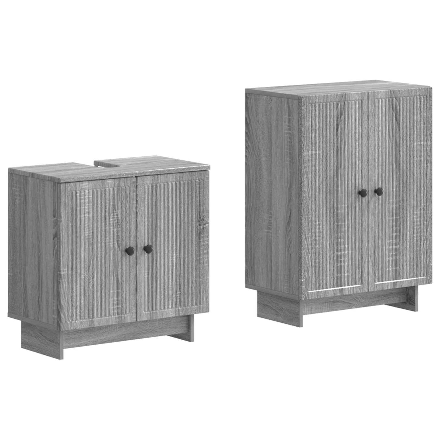 vidaXL 2 Piece Bathroom Cabinet Set EDE Grey Sonoma Engineered Wood
