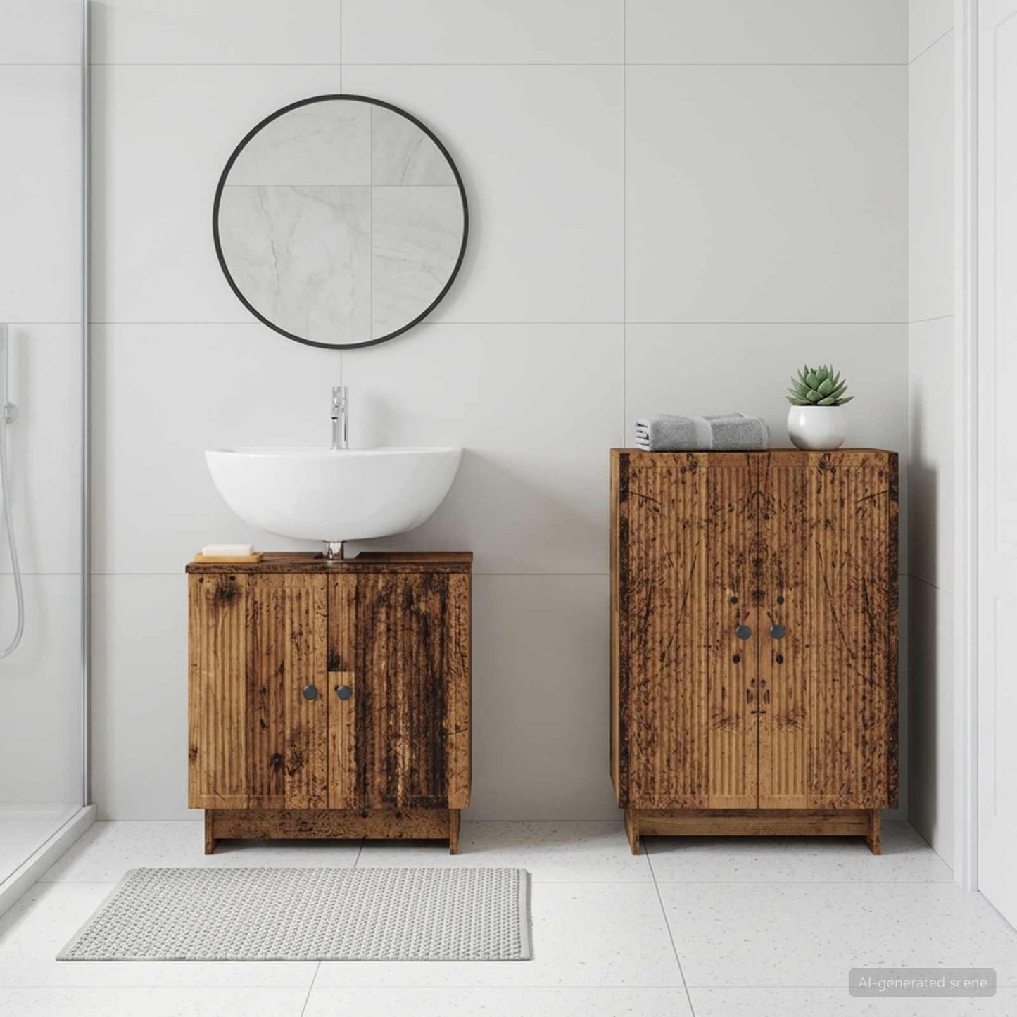 vidaXL 2 Piece Bathroom Cabinet Set EDE Old Wood Engineered Wood