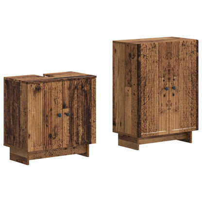 vidaXL 2 Piece Bathroom Cabinet Set EDE Old Wood Engineered Wood
