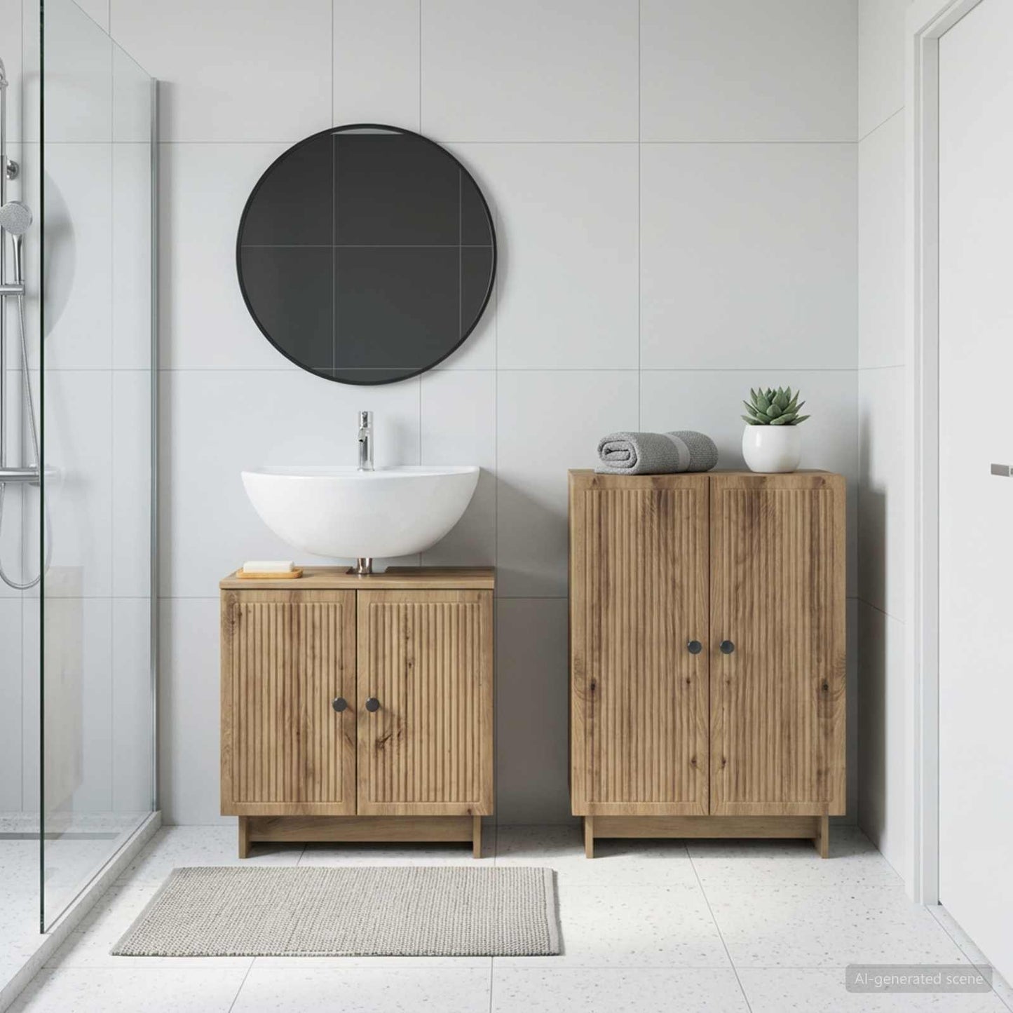 vidaXL 2 Piece Bathroom Cabinet Set EDE Artisan Oak Engineered Wood