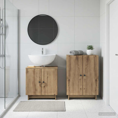 vidaXL 2 Piece Bathroom Cabinet Set EDE Artisan Oak Engineered Wood