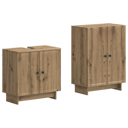 vidaXL 2 Piece Bathroom Cabinet Set EDE Artisan Oak Engineered Wood