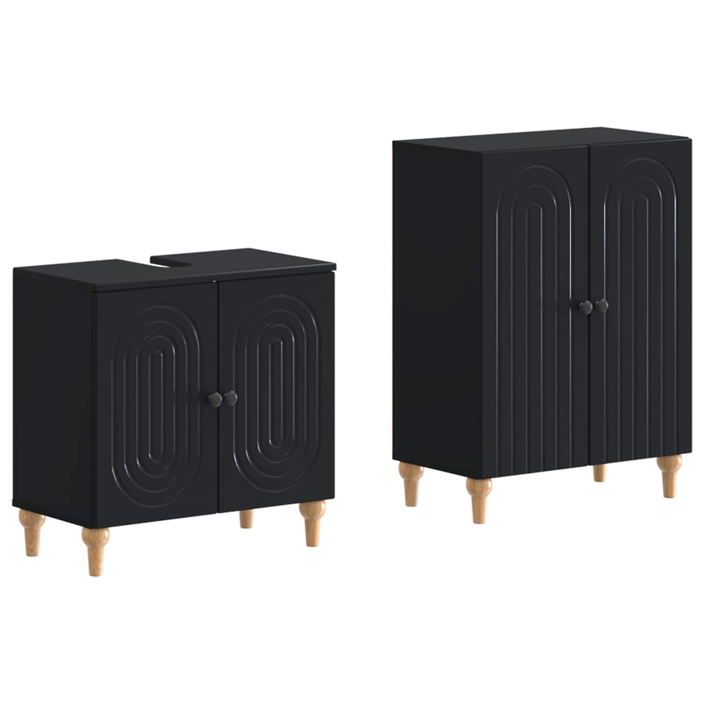vidaXL 2 Piece Bathroom Cabinet Set ALKMAAR Black Engineered Wood