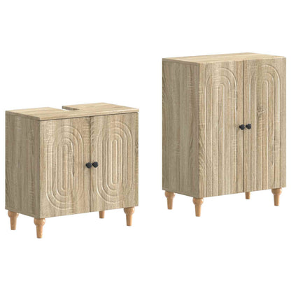 vidaXL 2 Piece Bathroom Cabinet Set ALKMAAR Sonoma Oak Engineered Wood