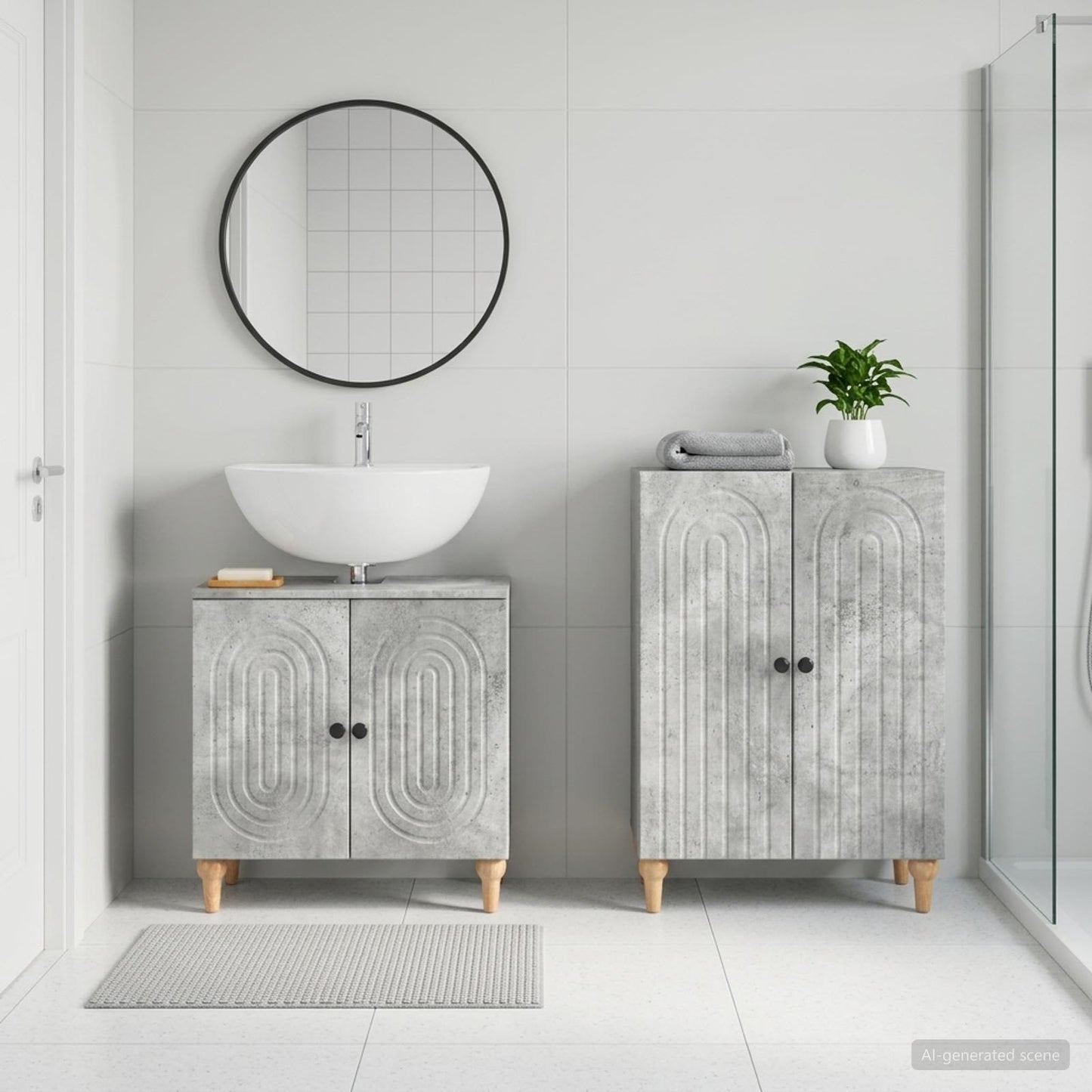 vidaXL 2 Piece Bathroom Cabinet Set ALKMAAR Concrete Grey