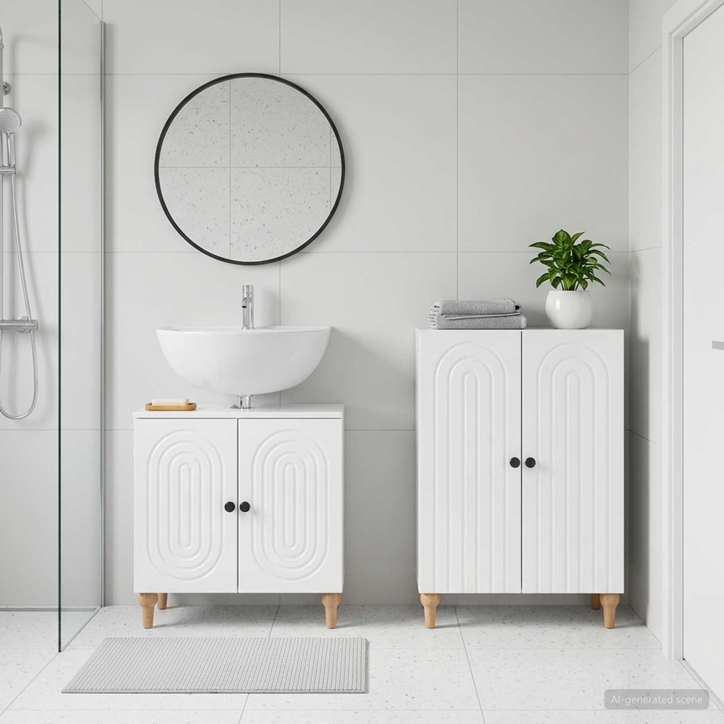 vidaXL 2 Piece Bathroom Cabinet Set ALKMAAR High Gloss White