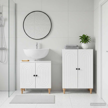 vidaXL 2 Piece Bathroom Cabinet Set ALKMAAR High Gloss White