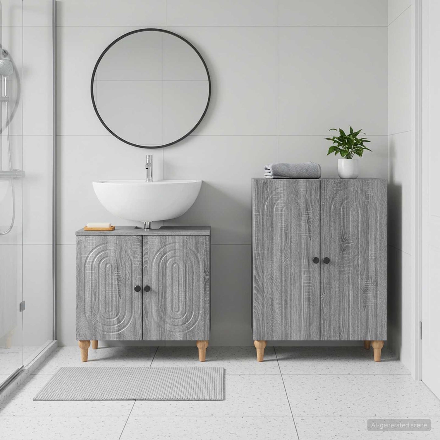 vidaXL 2 Piece Bathroom Cabinet Set ALKMAAR Grey Sonoma