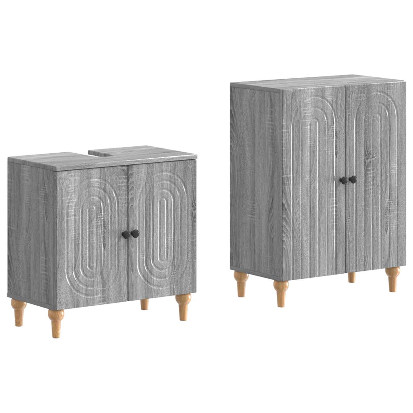 vidaXL 2 Piece Bathroom Cabinet Set ALKMAAR Grey Sonoma