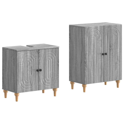 vidaXL 2 Piece Bathroom Cabinet Set ALKMAAR Grey Sonoma