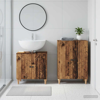 vidaXL 2 Piece Bathroom Cabinet Set ALKMAAR Old Wood Engineered Wood