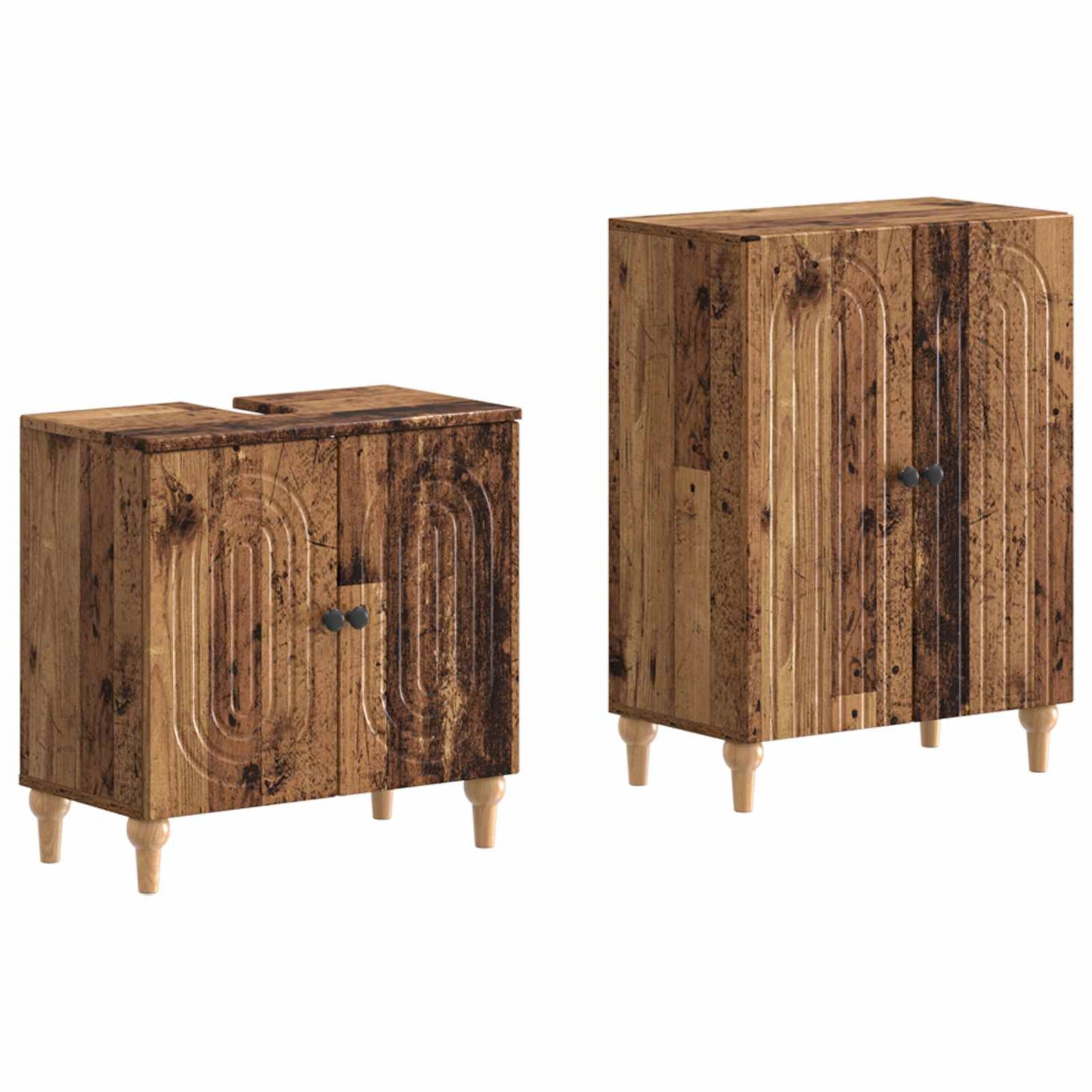 vidaXL 2 Piece Bathroom Cabinet Set ALKMAAR Old Wood Engineered Wood