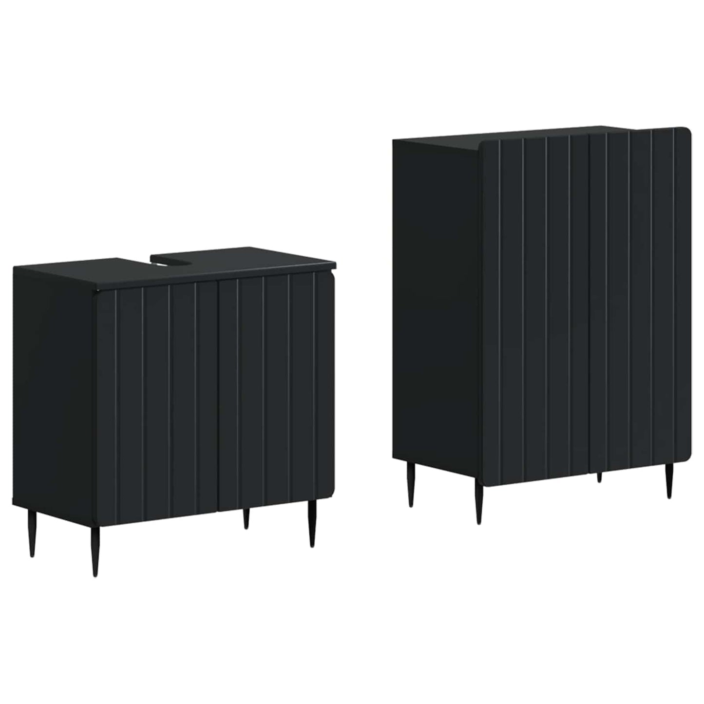 vidaXL 2 Piece Bathroom Cabinet Set ZWOLLE Black Engineered Wood