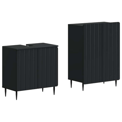 vidaXL 2 Piece Bathroom Cabinet Set ZWOLLE Black Engineered Wood