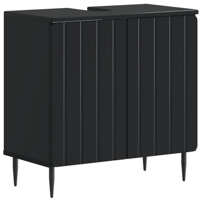 vidaXL 2 Piece Bathroom Cabinet Set ZWOLLE Black Engineered Wood