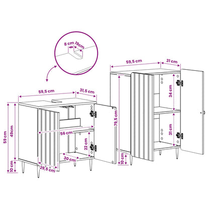 vidaXL 2 Piece Bathroom Cabinet Set ZWOLLE Black Engineered Wood