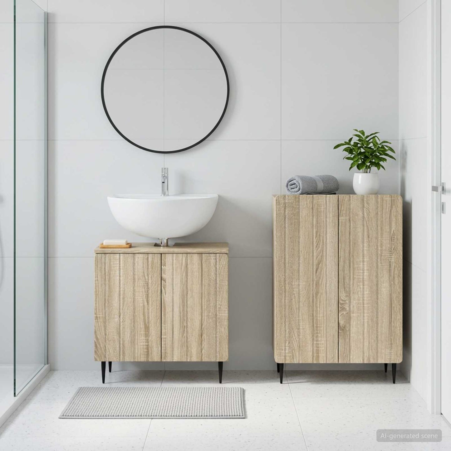 vidaXL 2 Piece Bathroom Cabinet Set ZWOLLE Sonoma Oak Engineered Wood