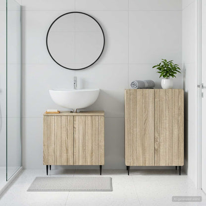 vidaXL 2 Piece Bathroom Cabinet Set ZWOLLE Sonoma Oak Engineered Wood