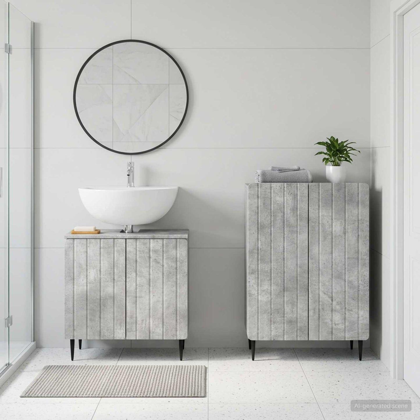 vidaXL 2 Piece Bathroom Cabinet Set ZWOLLE Concrete Grey