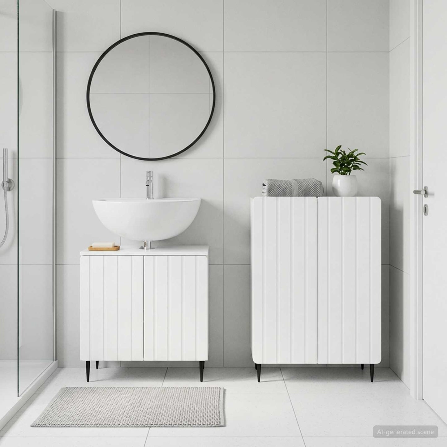vidaXL 2 Piece Bathroom Cabinet Set ZWOLLE High Gloss White