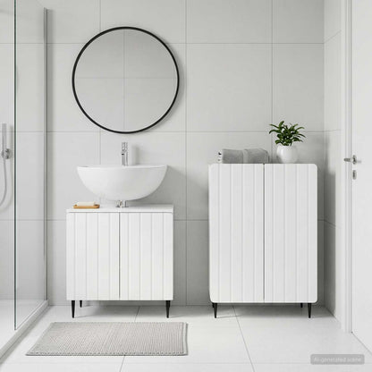vidaXL 2 Piece Bathroom Cabinet Set ZWOLLE High Gloss White